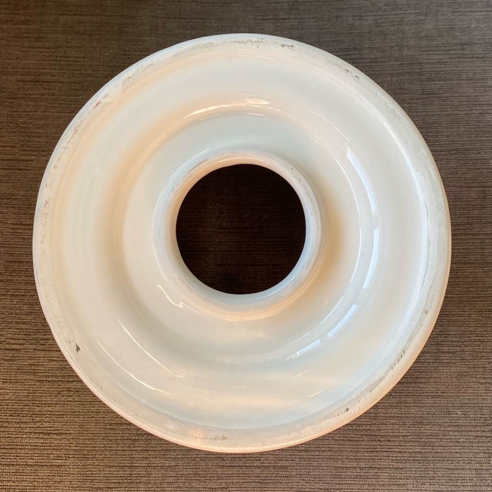 Large Round White Ceramic Candle Har Lamp Shade with Cutouts. No Markings. - Picture 4 of 7